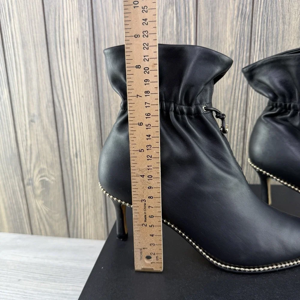 Coach Wynie Bootie C6762 Black Leather Pointed Toe Drawstring Boots Women's 9 B